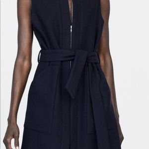 Zara navy belted vest